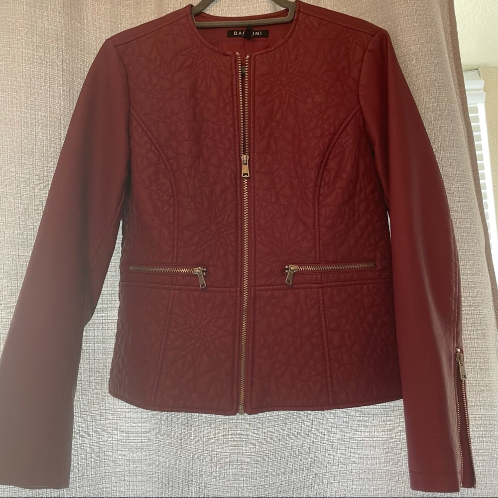 faux leather dark red jacket S
